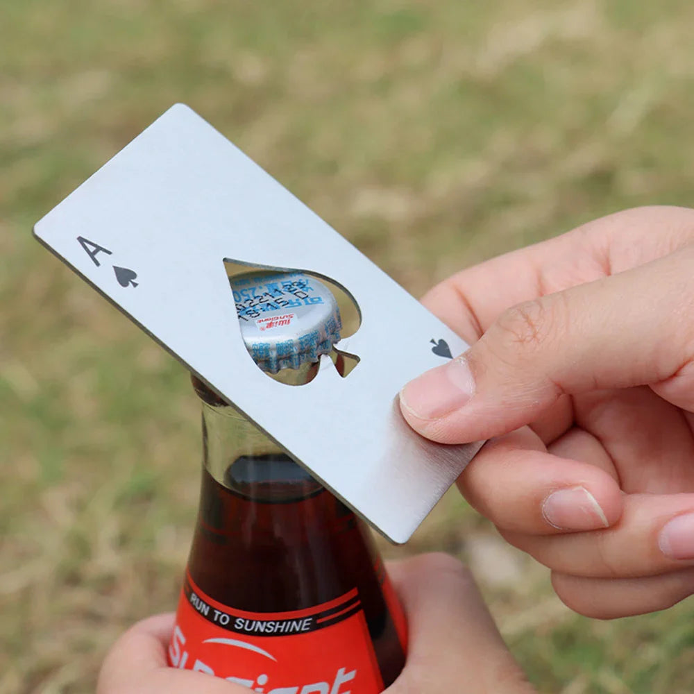 Stainless Steel Playing Card Bottle Opener (Spade Design) – Slim Credit Card Beer & Wine Opener