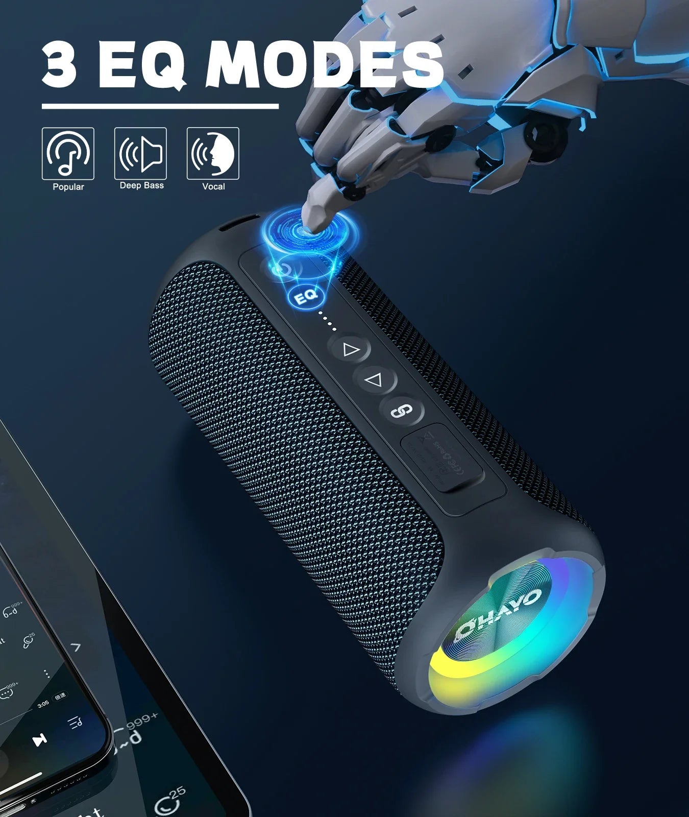 40W Portable Bluetooth Speaker — Bluetooth 5.3, IPX7 Waterproof, Deep Bass, LED Lights, 6600mAh Battery, TWS, AUX/TF