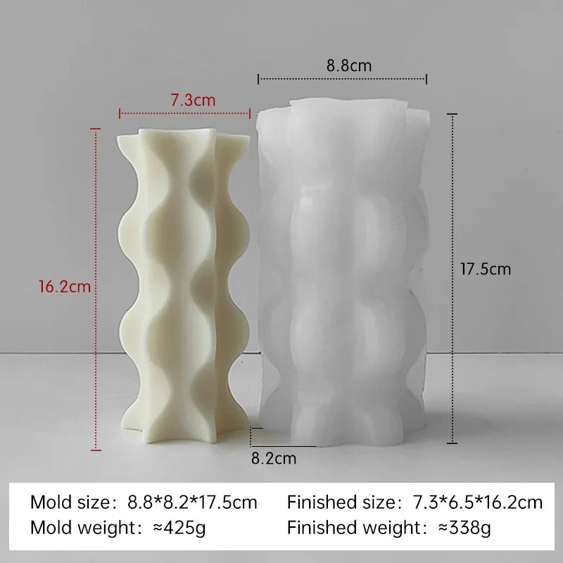 Striped Cylinder Silicone Candle Mold for DIY Pillar, Soy Wax, Plaster & Resin Crafts