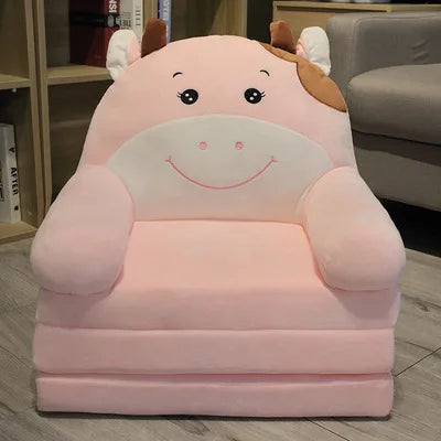 Foldable Kids Cartoon Sofa Bed — Plush Toddler & Baby Seat, Princess Nap Cushion