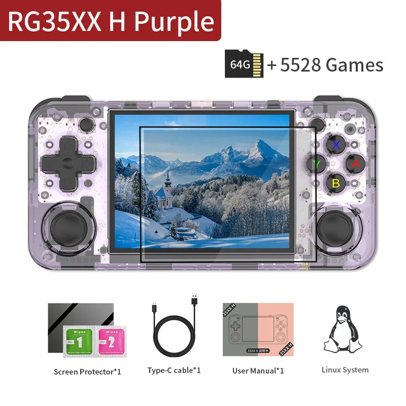 Handheld Retro Game Console 3.5-inch IPS Screen - Linux Portable Gaming, 64GB Storage, 3300mAh Battery, WiFi Bluetooth & HDMI