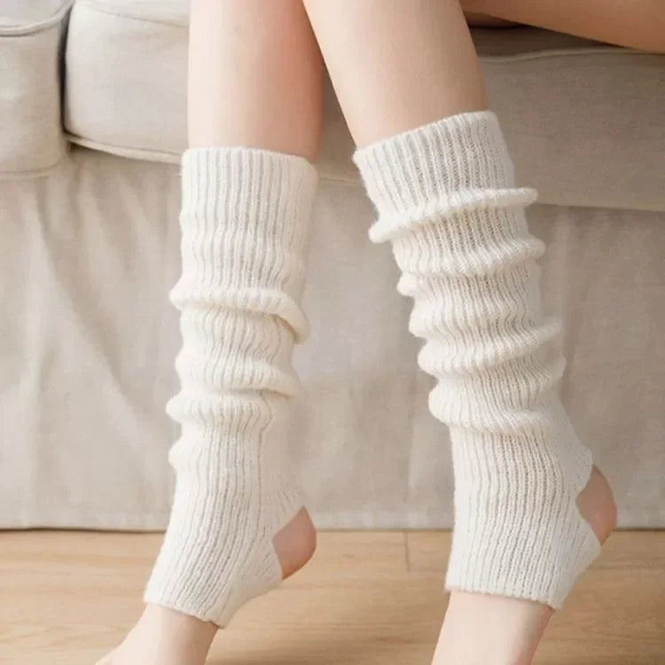 Stirrup Over-the-Calf Knitted Socks & Leg Warmers — 41 cm (16 in) Long Boot Cuffs for Women, Unisex