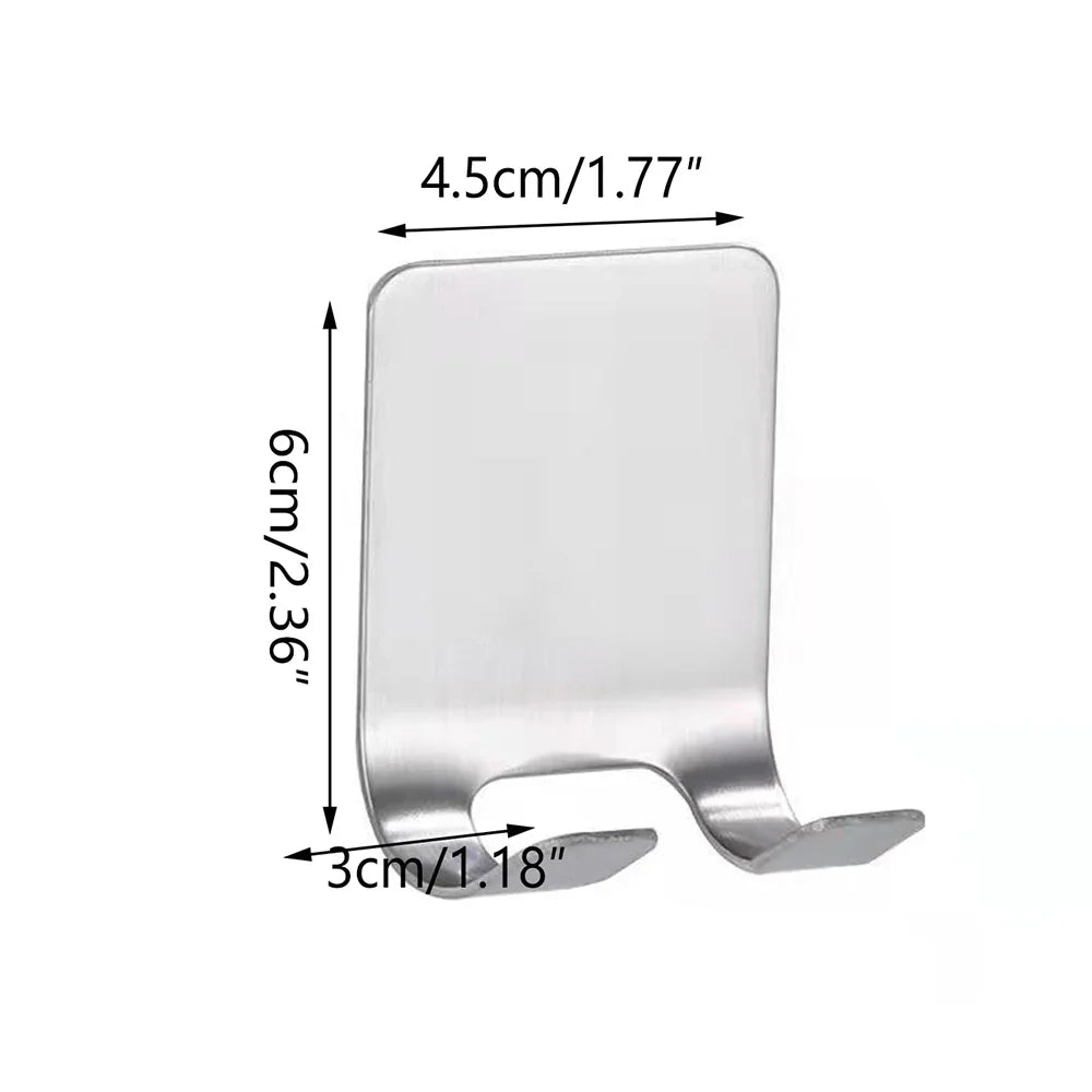 Stainless Steel Self-Adhesive Razor Hook – Wall-Mount Shaver Holder with Double Hooks for Bathroom & Kitchen