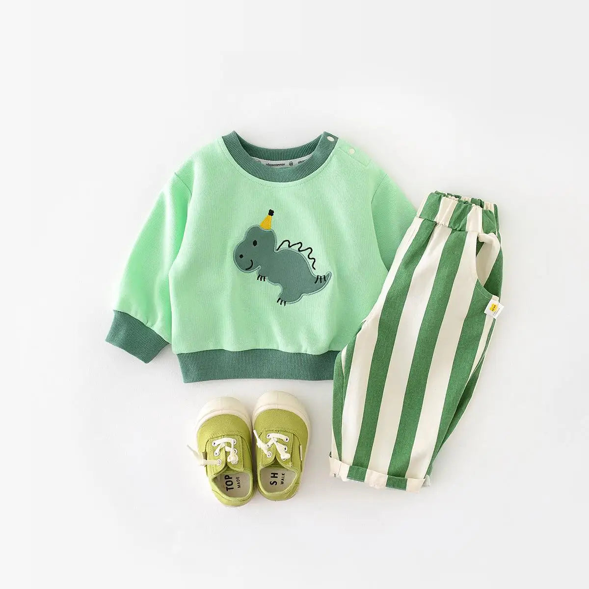 Unisex Toddler Striped Cotton Pants with Pockets – Elastic Waist Casual Kids Trousers