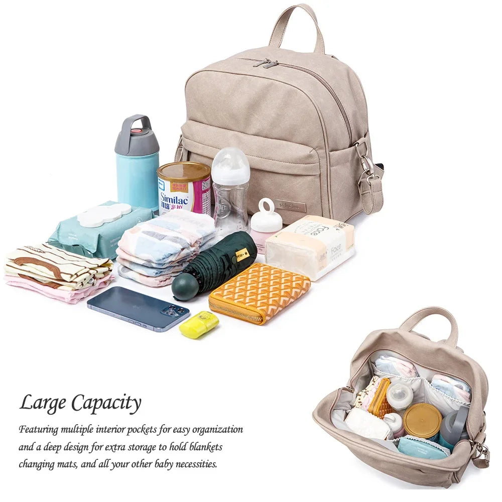 Waterproof Multi-Function Diaper Backpack for Moms - Stylish Nappy Changing Bag