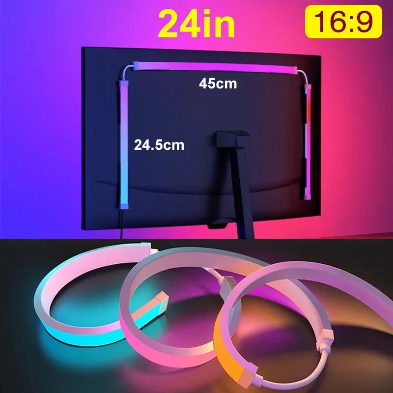 Ambilight RGB LED Monitor Backlight Strip — 24/27/32/34-Inch (61/69/81/86 cm) USB Screen Sync & Music Reactive