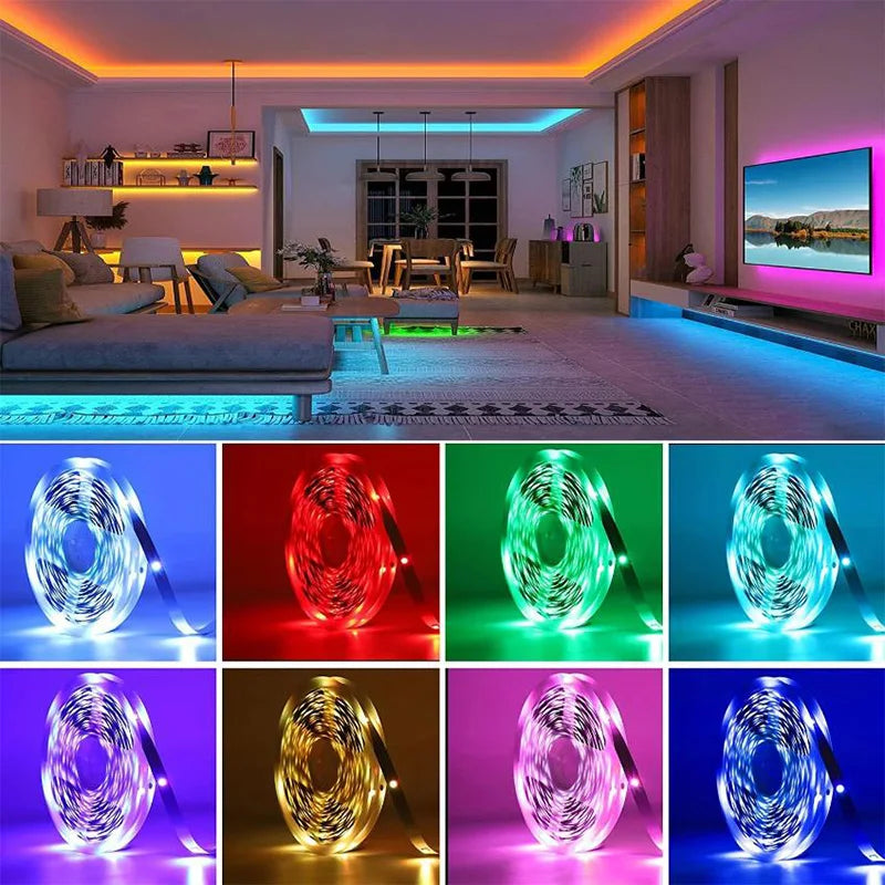 USB RGB LED Strip Lights (1–30m / 3.3–98.4 ft) — App & Remote Control, Flexible 5V SMD5050 Ribbon for Bedroom, Living Room & TV Backlight