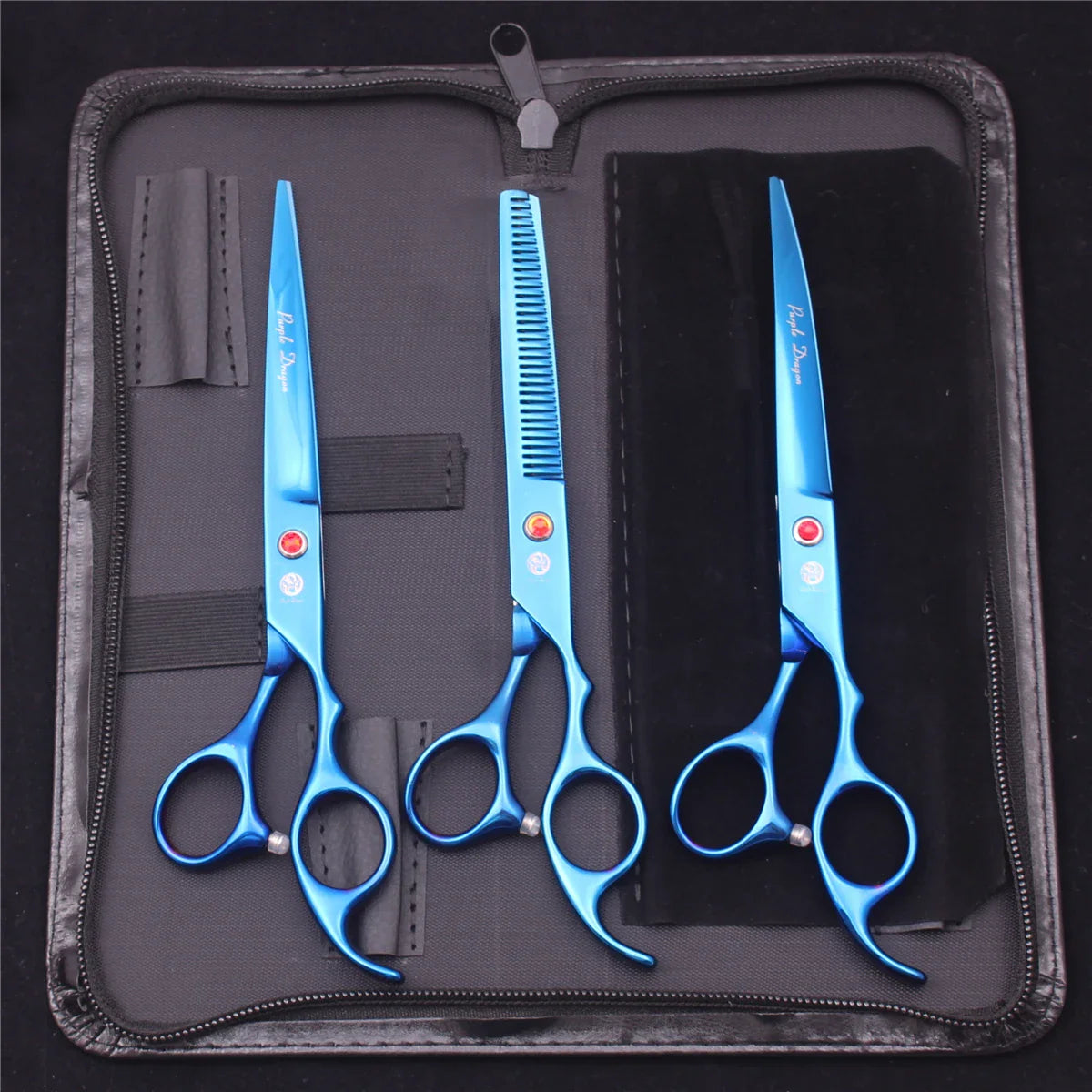 7-Inch (19.5 cm) Stainless Steel Pet Grooming Scissors Kit – Straight, Thinning, Chunker & Curved Shears