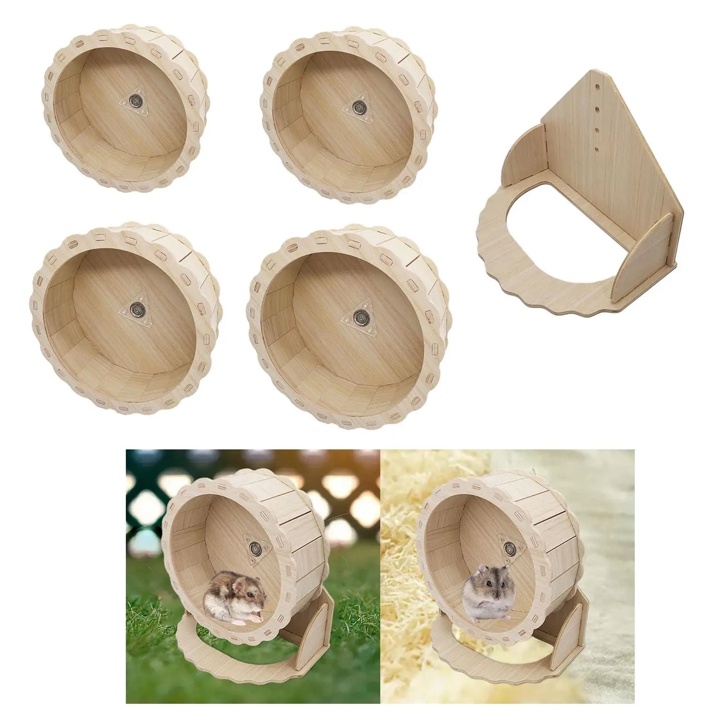 Wooden Silent Hamster Exercise Wheel — Running Wheel for Hamsters, Gerbils & Small Pets (15–23 cm / 5.9–9.1 in)