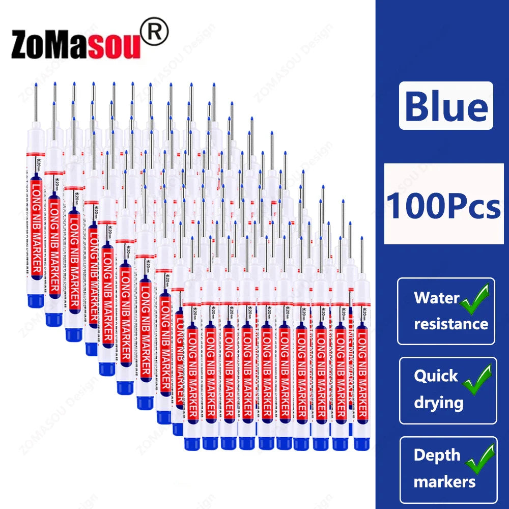 20mm Long-Head Deep Hole Marker Pens - Waterproof Fast-Dry Oil Markers for Wood, Metal & Glass (Red/Black/Blue/Green)