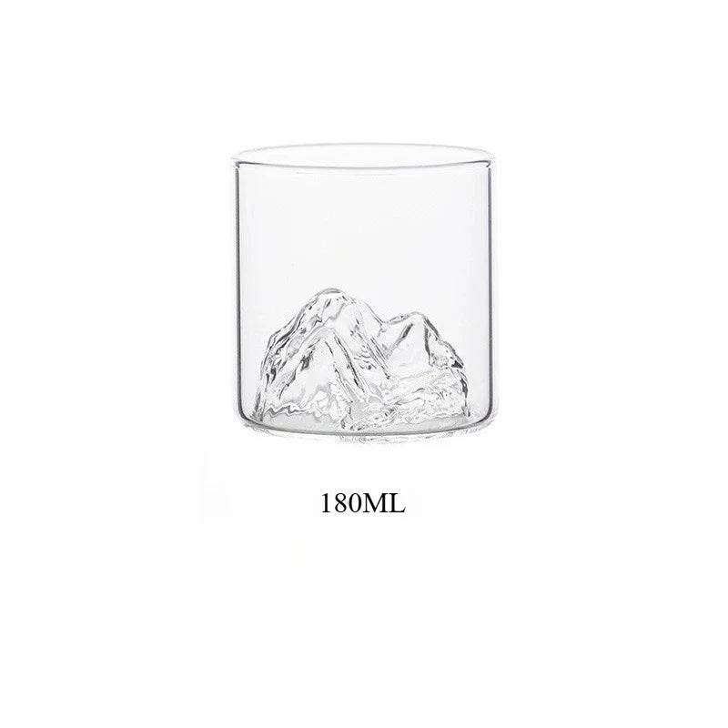 Snow Mountain 3D Glass Drinkware – Transparent Whiskey & Water Cup, Multipurpose, 180ml (6.1oz) & 300ml (10.1oz)