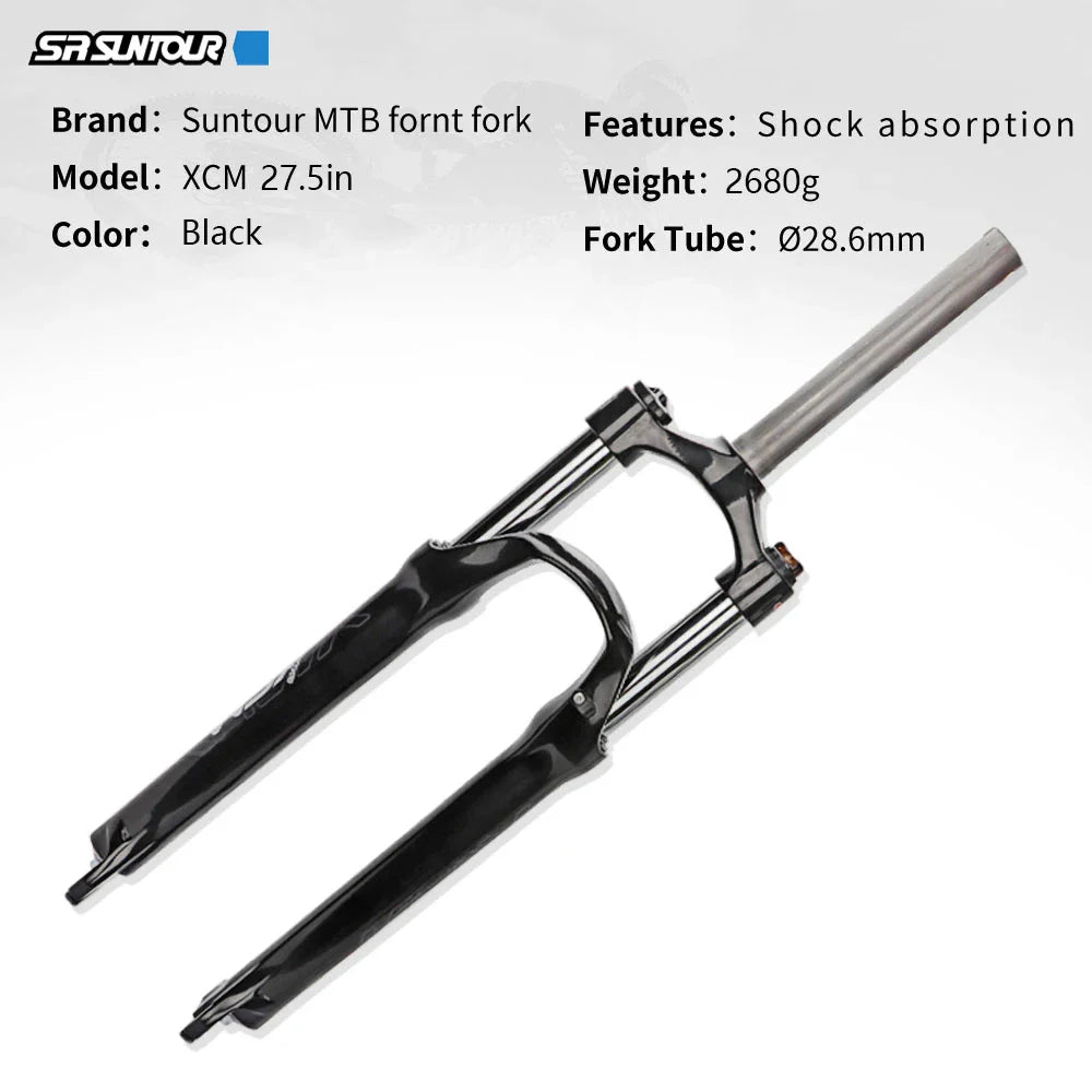 Mountain Bike Suspension Fork 26/27.5/29 Inch 100mm Travel Spring-Oil Front Fork Compatible with Disc Brakes