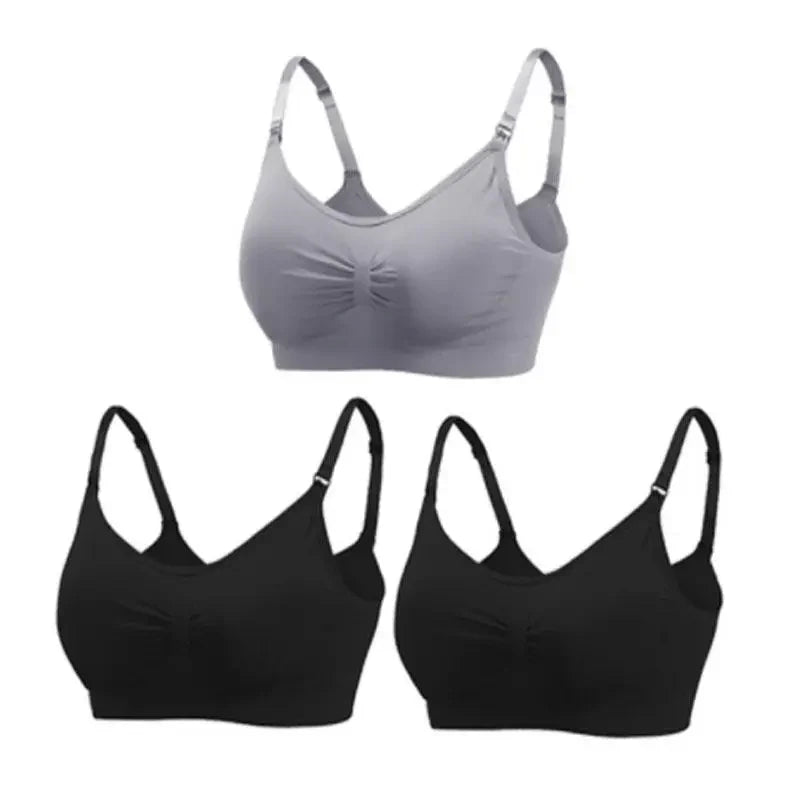 3-Pack Seamless Maternity Nursing Bras – Wireless Breathable Nursing Bra with Removable Pads & Front/Back Closure