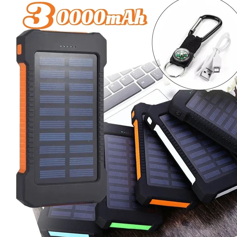 100000mAh Solar Power Bank 100W USB-C Portable Charger Waterproof with SOS Flashlight & LED Lamp