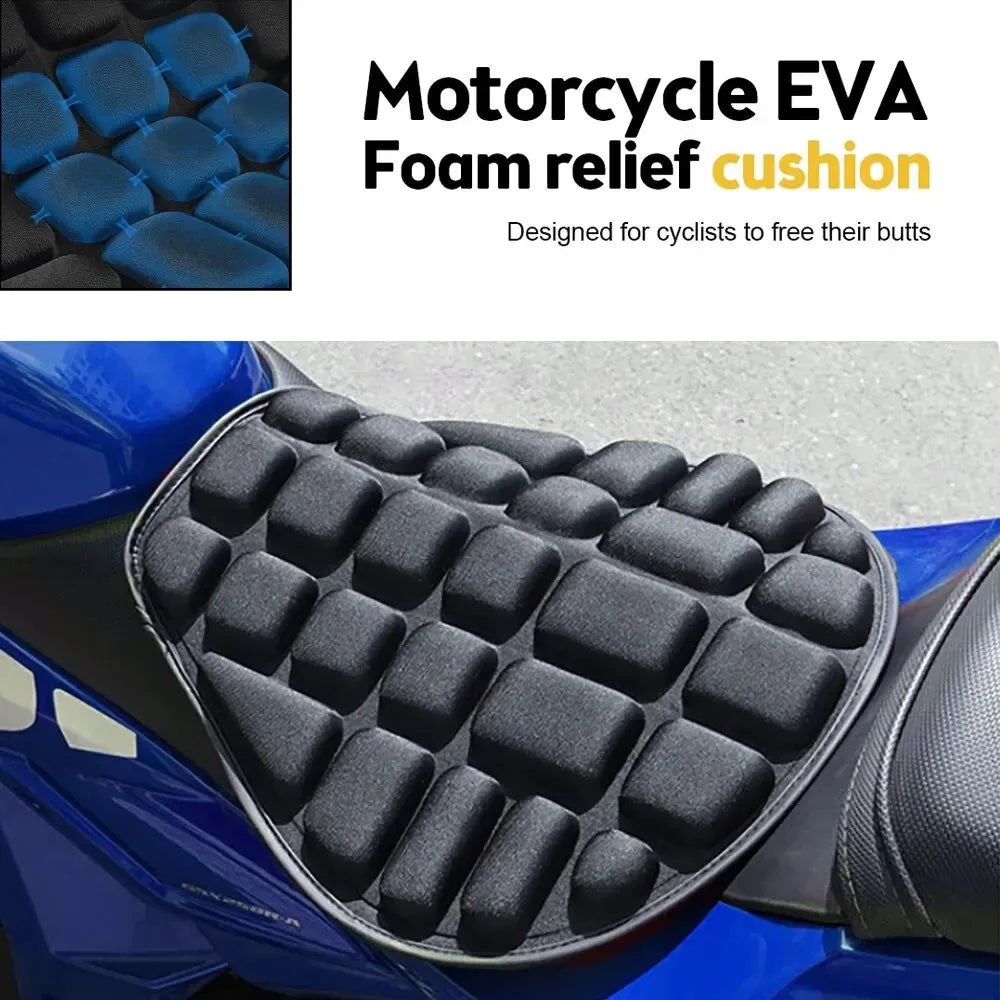 EVA Foam Motorcycle Seat Cushion Pad 340x360mm (13.4x14.2 in) Universal Breathable Shock-Absorbing Bike Seat