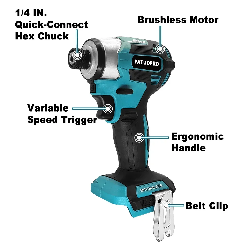 5-Speed Cordless Brushless Impact Driver - 1/4 in (6.35 mm) Hex Compact Screwdriver Kit | Fits 18V Batteries - Battery Not Included