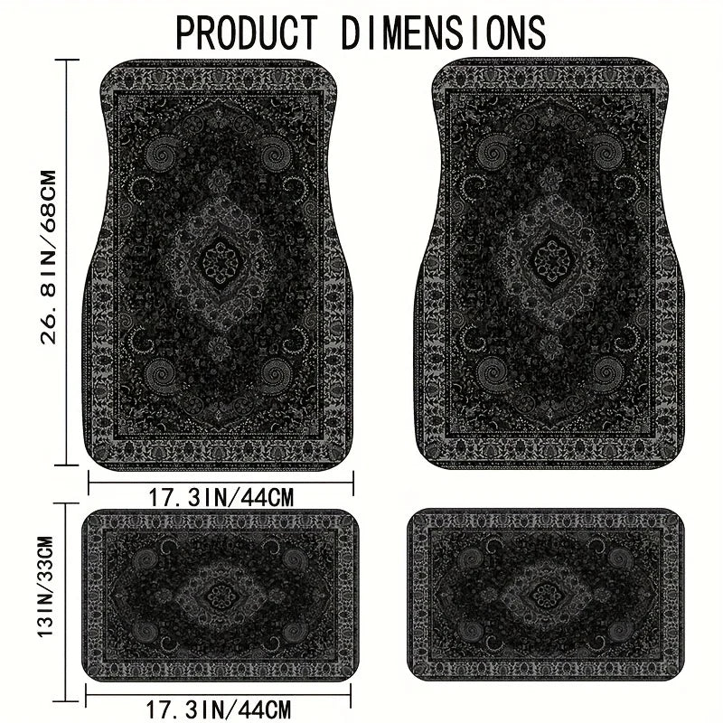 Bandana Print Rectangular Car Floor Mats - Synthetic Fiber Auto Interior Carpets