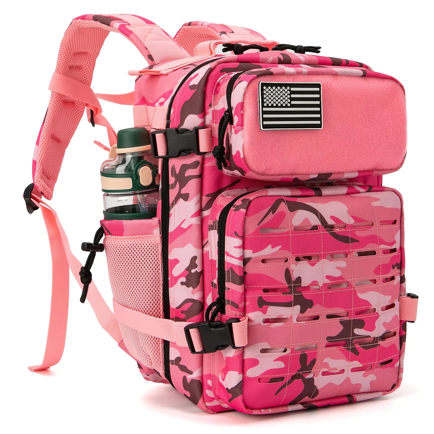 Tactical 25L Laser-Cut MOLLE Backpack - 900D Polyester Water-Resistant Daypack with Velcro Patch Panel, 15.7 x 9.8 x 9.8 in (40 x 25 x 25 cm)