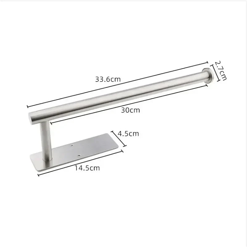 Self-Adhesive Stainless Steel Toilet Paper Holder Matte Black – No-Drill Wall Mount