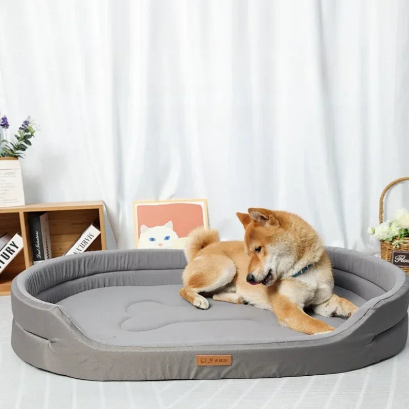 Fluffy Coral Fleece Pet Bed - Dog & Cat Sofa Bed, Heated Plush Cushion, Machine-Washable, Small/Medium/Large