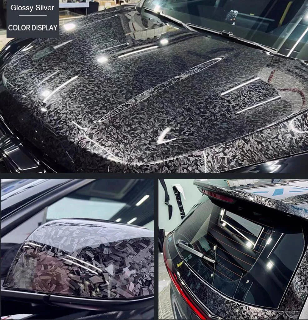 Forged Carbon Fiber Vinyl Wrap Roll Adhesive Car Wrap Film Gloss Matte Black Silver Red