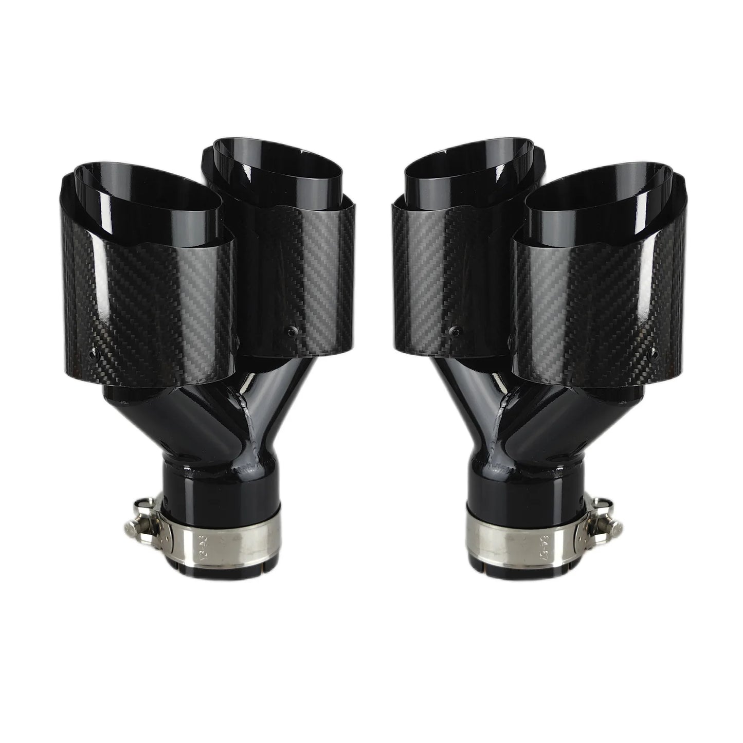 Carbon Fiber 304 Stainless Steel Rear Exhaust Tip Decorative Muffler - Universal Fit