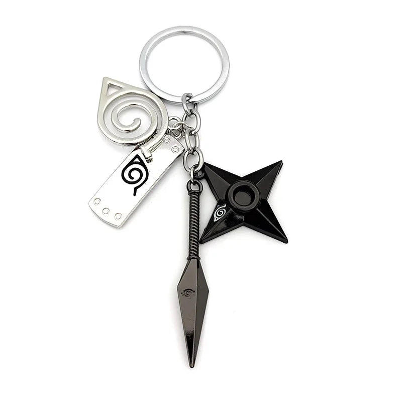 Anime Ninja Keychain Set: Kunai, Shuriken & Red Cloud Charms for Backpack, Car & Keys