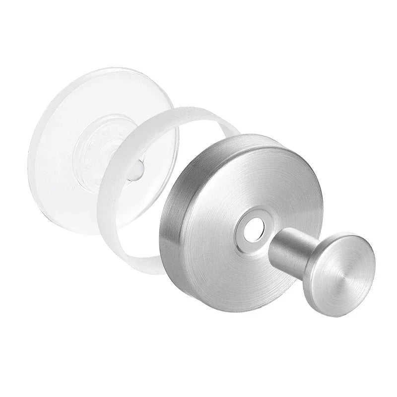 Reusable Stainless Steel Suction Cup Hook Punch-Free Waterproof Wall Mount for Kitchen and Bathroom Towel & Clothes Hanger