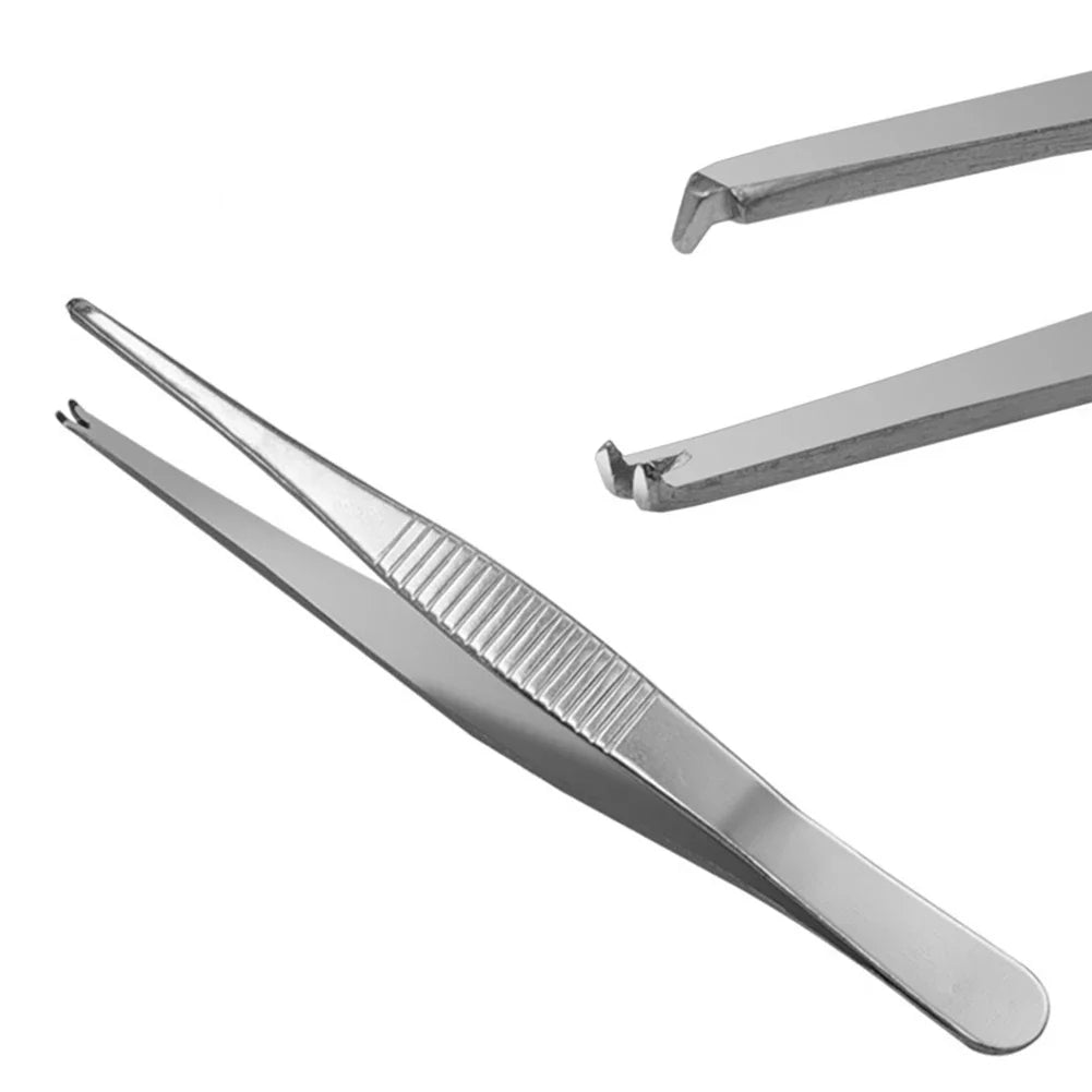 Toothed Tweezers 5 in (125 mm) Stainless Steel Precision Needle Holder for Suturing - 1 Pc