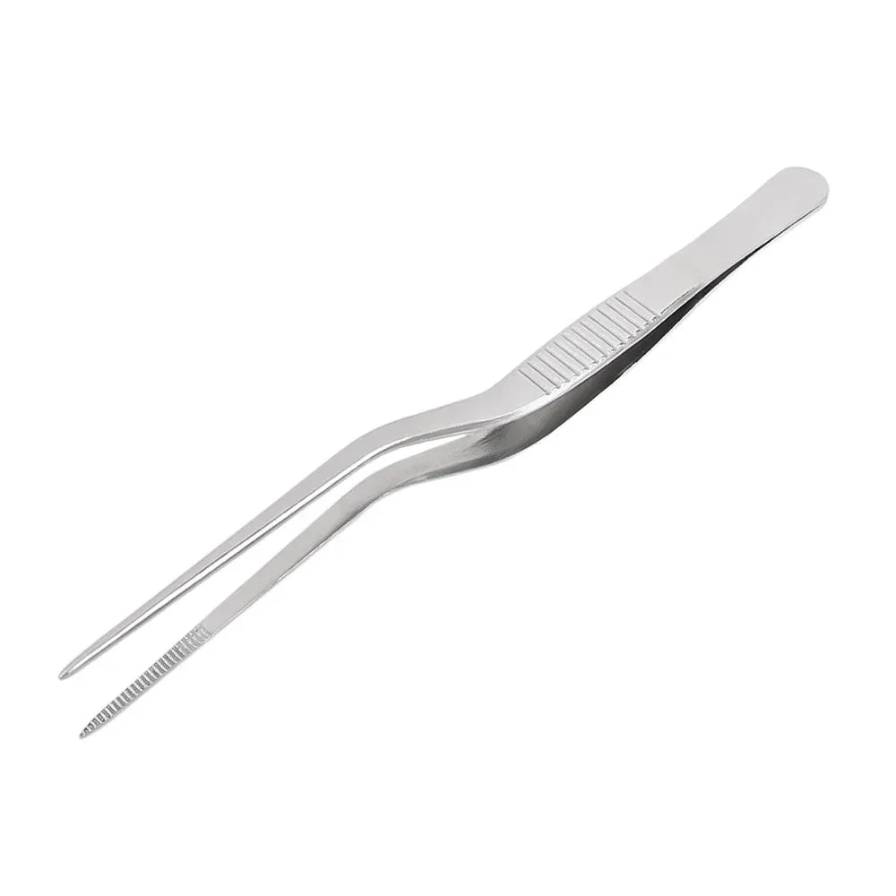 Stainless Steel Kitchen Tweezers & BBQ Tongs, Portable Food Clips — 1 or 3-Pack (14/16/20 cm | 5.5/6.3/7.9 in)