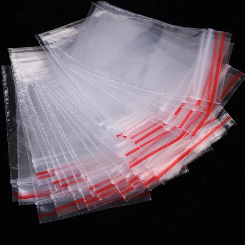 Self-Seal Clear PE Plastic Storage Bags – 100/200/300/500 Pack Zipper Pouches for Jewelry, Food & Pills