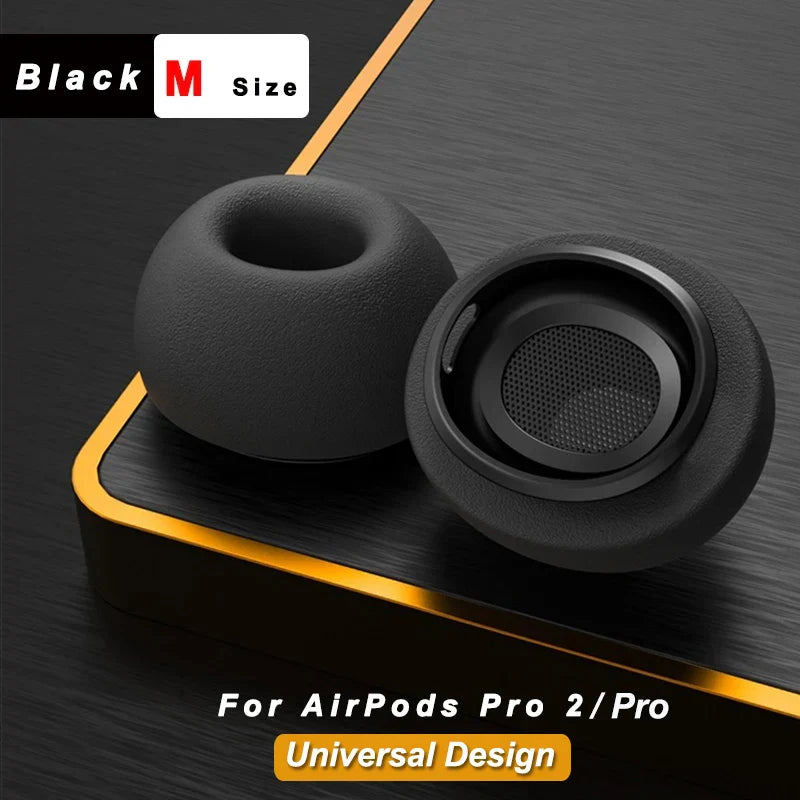 Memory Foam Ear Tips for Pro True Wireless Earbuds — Anti-Slip Earbud Cushions (S/M/L), Washable, Noise-Isolating