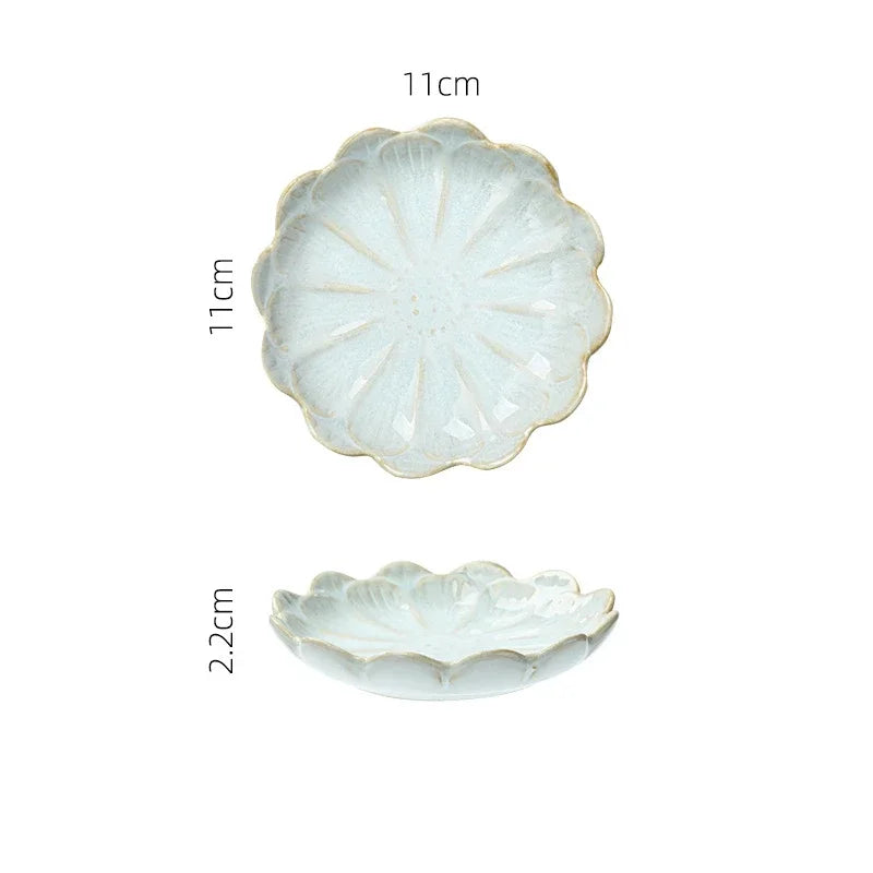 Japanese Style Ceramic Sushi & Sashimi Plate - Retro Kiln Glaze Mini Dipping Dish 11 x 11 x 3.1 cm (4.3 x 4.3 x 1.2 in)