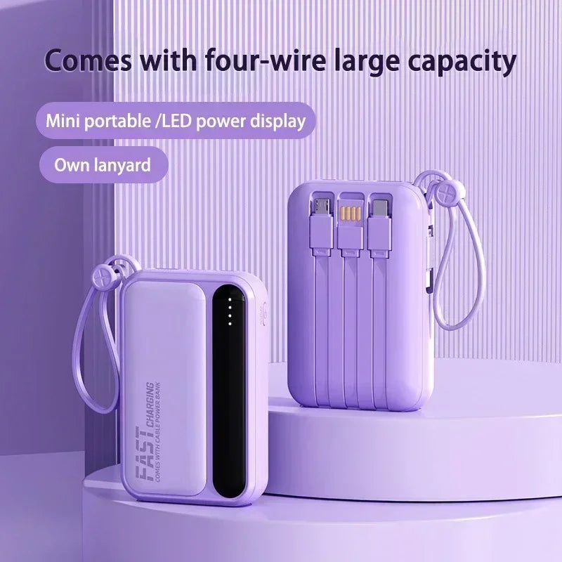 120W Portable Power Bank — 4-in-1 Built-In Cables & LED Digital Display, 10,000/30,000/50,000 mAh, PD 20W