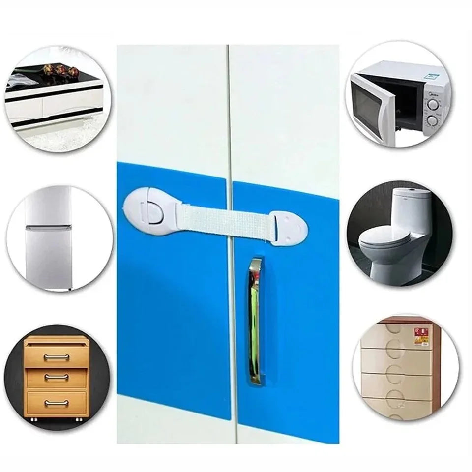10/20-Pack Baby Safety Drawer and Cabinet Locks - Adjustable Webbing Strap Childproof Latches