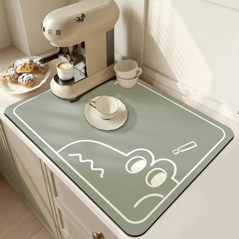 Absorbent Diatom Mud Dish Drying Mat – Non-Slip Quick-Dry Kitchen & Bathroom Drain Pad