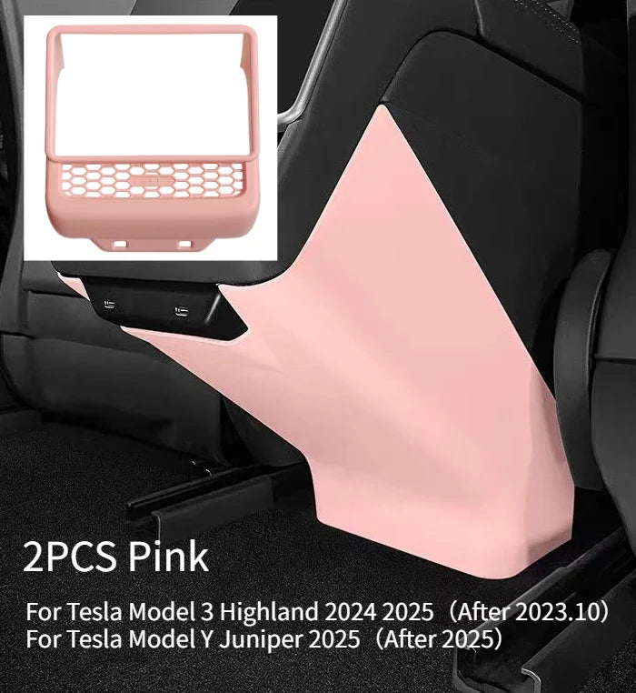 Rear Screen Cover Protector Frame Back Air Vent Trim White ABS Car Interior Accessory for Model Y Juniper