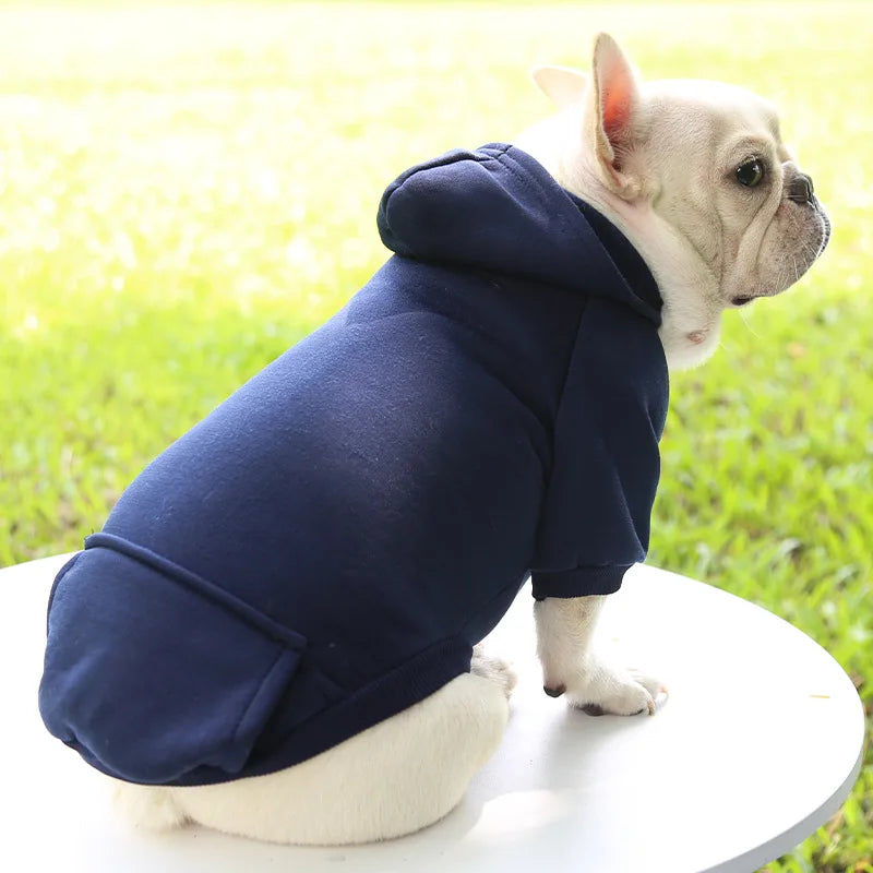 Winter Hoodie Pet Coat for Dogs & Cats, Soft Polyester Puppy Jacket with Hood and Pocket, Fits Small to Large Breeds (Chihuahua, French Bulldog)