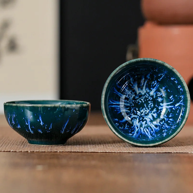 45ml (1.5 fl oz) Mini Jianzhan Kiln-Glazed Ceramic Tea Cup Kung Fu Teacup & Espresso Cup