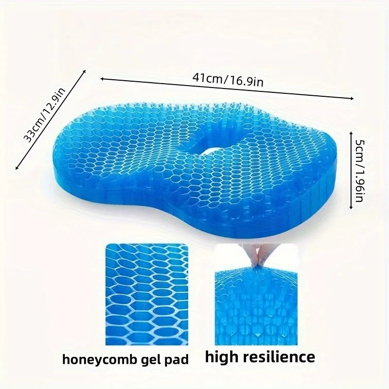 U-Shaped Gel Seat Cushion – Ergonomic Cooling Gel & Latex Foam Coccyx Cushion for Office, Car & Home