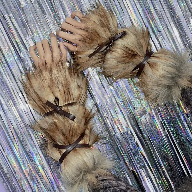 Faux Fur Leg Warmers – Furry Boot Cuffs for Women, Harajuku JK Lolita Cosplay, Winter Boot Socks, Available in 9.8"/11.8"/15.7" (25/30/40 cm)