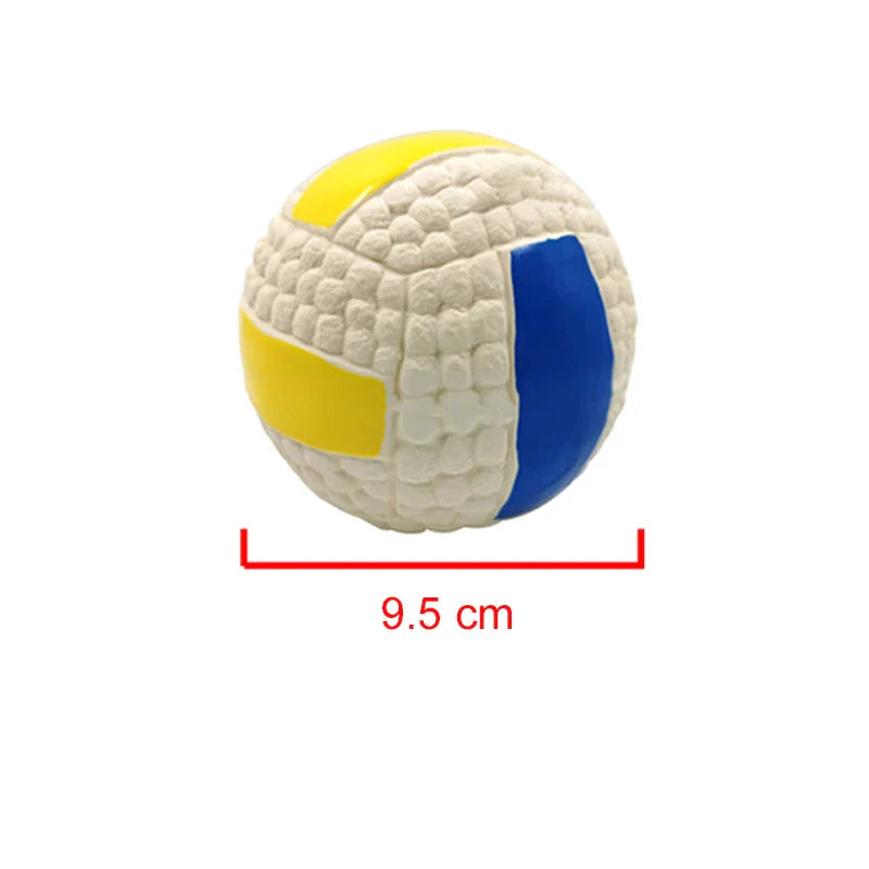 Dog Squeaky Latex Ball Chew Toy – Dental Cleaning Training & Interactive Play (Rugby, Tennis, Volleyball, Football, Basketball Shapes)
