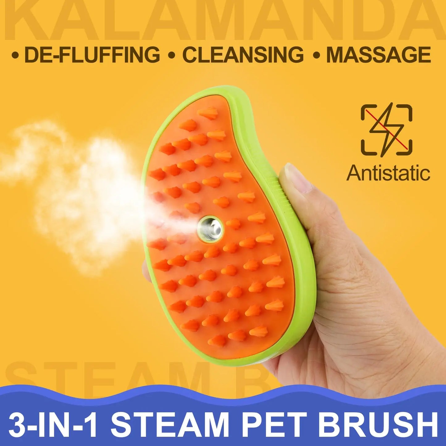 3-in-1 Pet Steamy Brush – Electric Spray Groomer, Silicone Massage & Hair Remover for Cats & Dogs