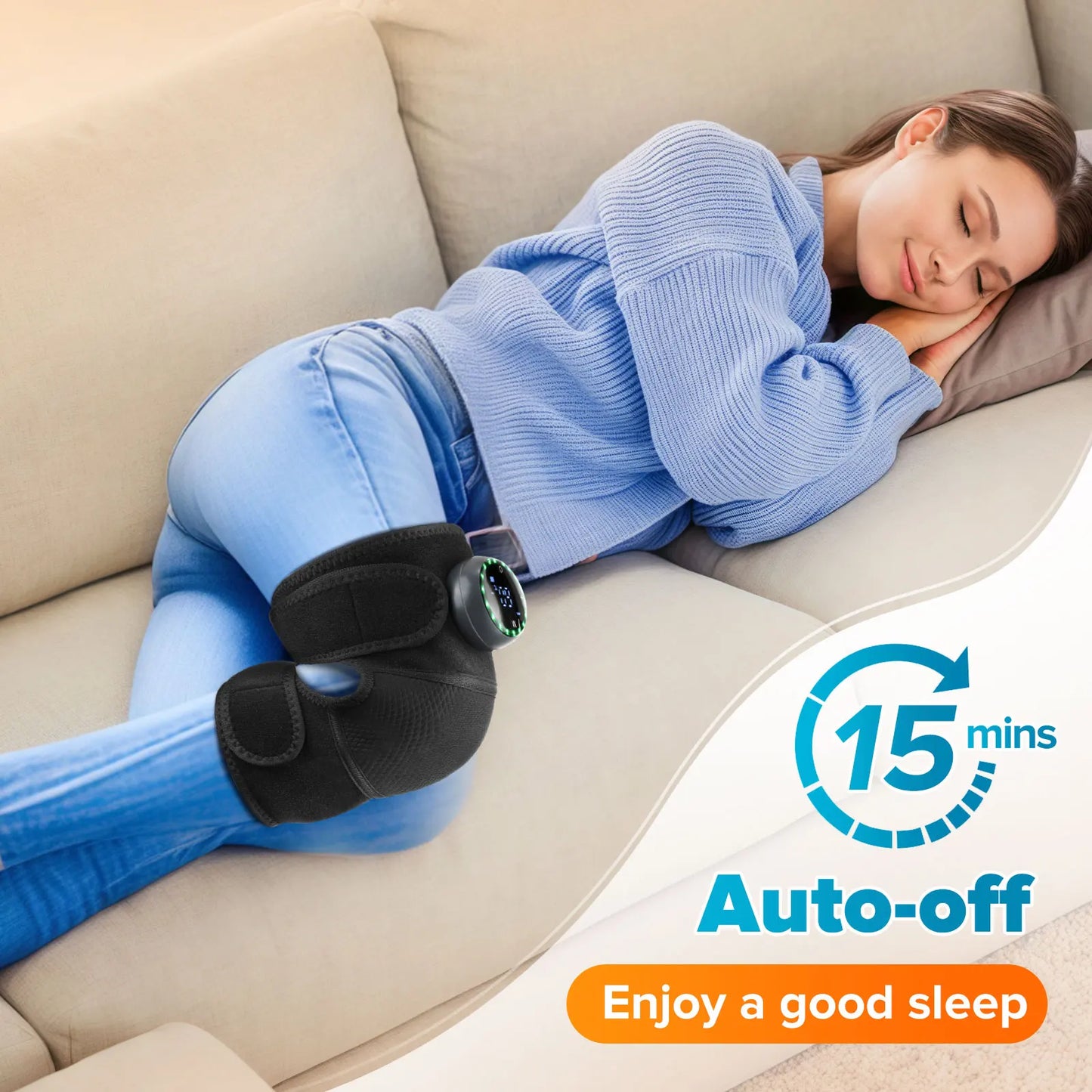 Smart Heated Knee Massager Vibration Hot Compress for Knee, Shoulder & Elbow — Adjustable Heat & Intensity
