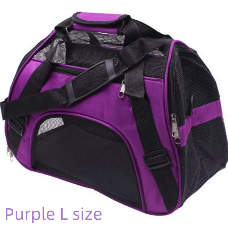 Foldable Breathable Mesh Pet Carrier – Portable Shoulder Bag & Backpack for Cats & Dogs (S/M/L)