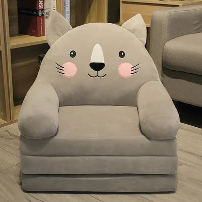 Foldable Kids Cartoon Sofa Bed — Plush Toddler & Baby Seat, Princess Nap Cushion