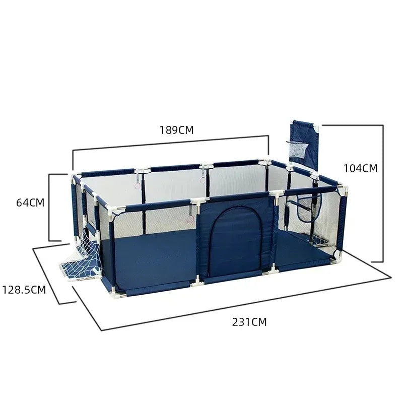 Baby Playpen & Ball Pit Play Yard – Thick Steel Pipe Kids Activity Fence, 107 x 231 x 128 cm (42 x 91 x 50 in) or 107 x 128 x 128 cm (42 x 50 x 50 in)