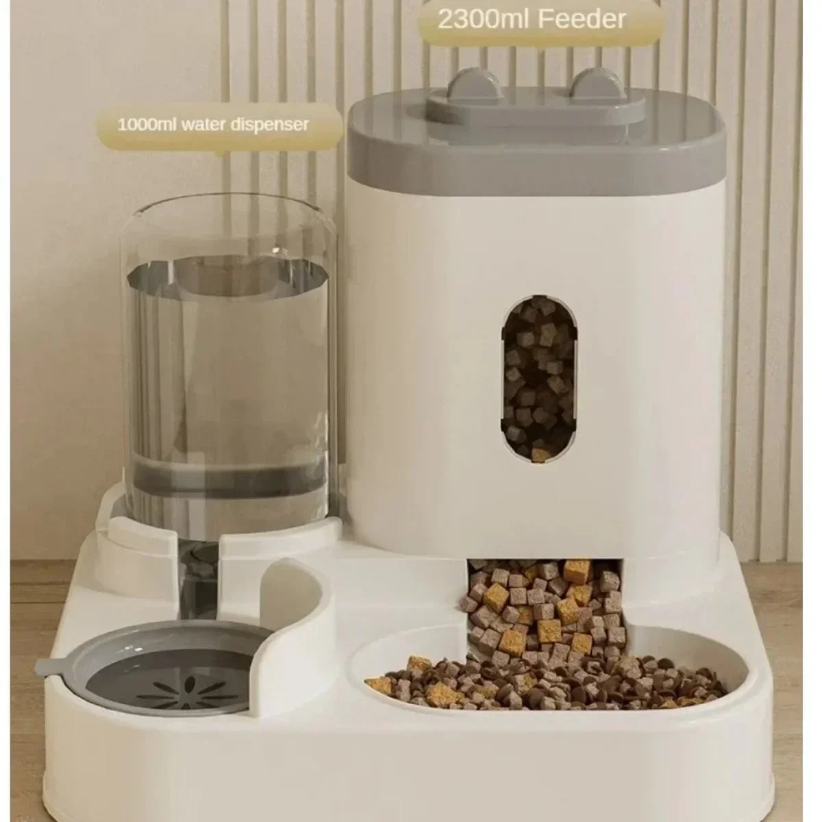 Automatic Non-Electric Pet Feeder with Water Fountain, Gravity-Fed Large-Capacity Dog & Cat Food Dispenser