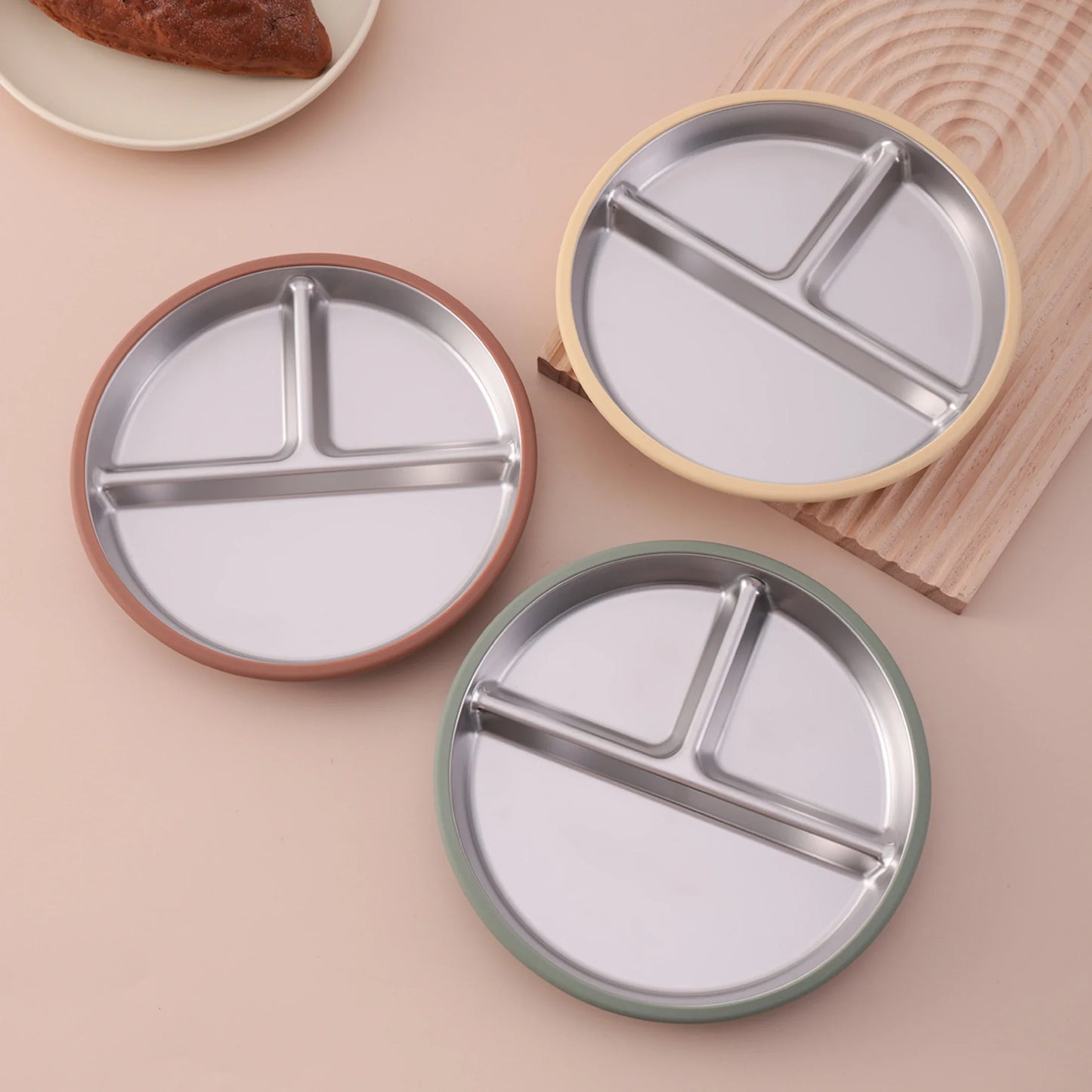 Stainless Steel Baby Plate with Detachable Suction Silicone Tray – Food-Grade Non-Slip Feeding Bowl for Infants & Toddlers