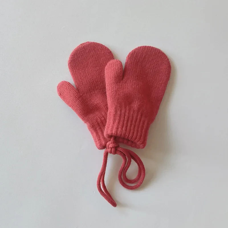 Kids Wool Winter Mittens Candy-Colored Knitted Gloves for 1-4 Years (14.5 x 9 cm / 5.7 x 3.5 in)